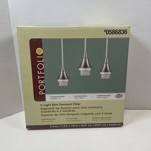 Portfolio Pendant Fitter Unisex Brushed Nickel 0586836 3-Light Mini Adjustable